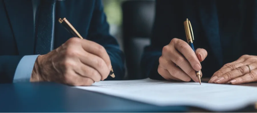 Signature d'un contrat de divorce